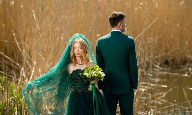 emerald wedding dress