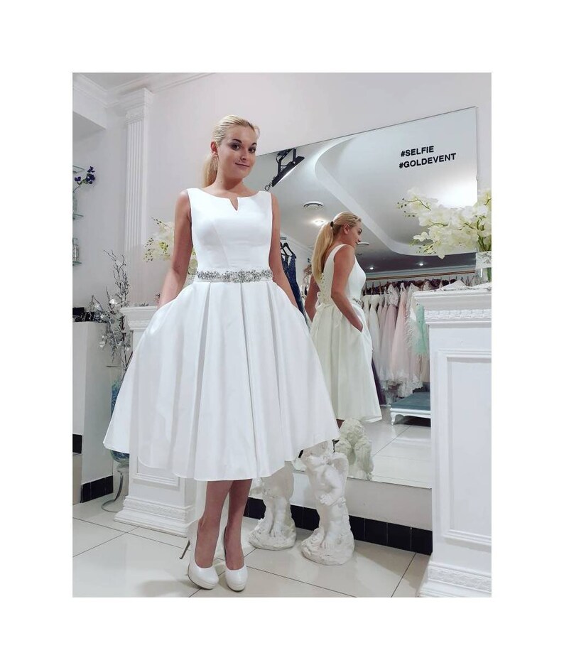 a line midi wedding dress