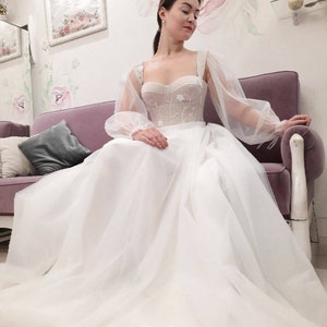 Powder Long Train Corset Wedding Dress A-line Lace Wedding - Etsy