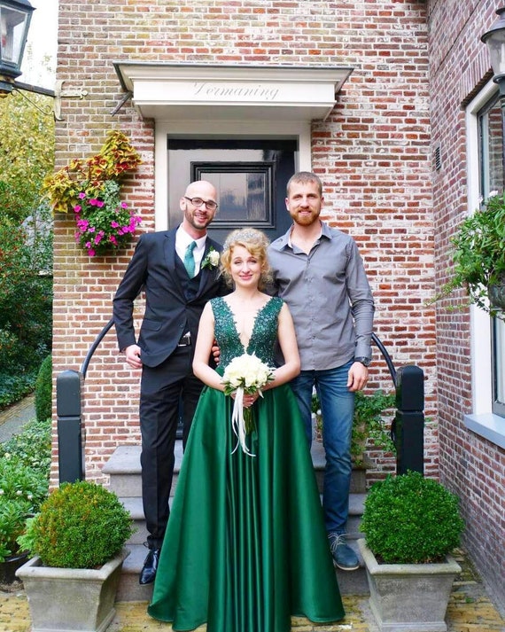 green color wedding dress