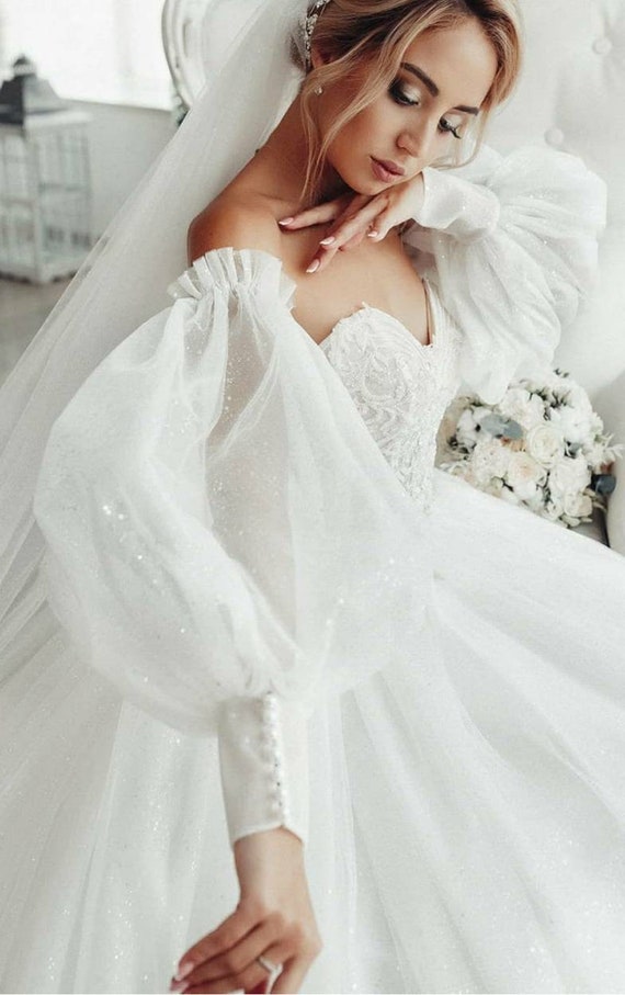 Detachable Tulle Puff Sleeves for Wedding Dress bicep Wedding