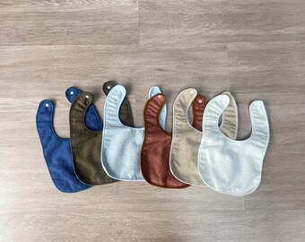 Plastic backed Dribble Bibs, Unisex waterproof bibs for babies. Dribble proof