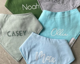 Personalised Dribble Bib, Dribble bib with vinyl name. 14 Colours - Plain coloured dribble bibs with personalisation