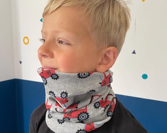 Braga de cuello de algodón con diseño de tractor para niños, color beige