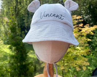Gorro de verano personalizado de algodón muselina para bebé