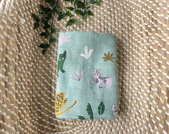 Manta de muselina de animales de la selva, manta de algodón y bambú para bebé