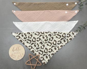 Conjunto de baberos de muselina: baberos triangulares de algodón con bandana