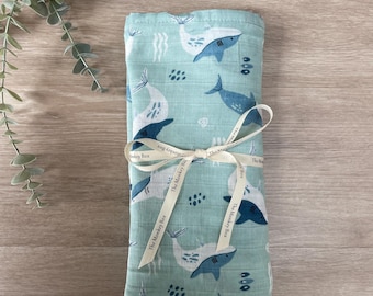 Extra large Shark Swaddle, Muslin Swaddle with Sharks, large Muslin cloth, cotton/bamboo swaddle blanket, baby wrap, large muslin blanket
