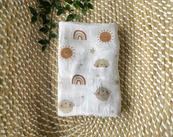 Manta envolvente de muselina Sunshine and Rainbows, manta de algodón y bambú para bebé