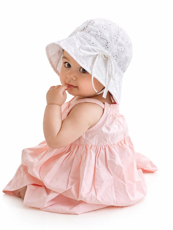 Cotton Broderie Anglais Baby Sun Hat: Personalised Summer Bonnet