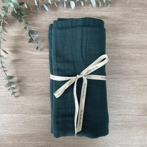 Large Plain Green Muslin Swaddle, Green Muslin blanket, large muslin cloth, cotton/bamboo swaddle blanket, baby wrap, large muslin blanket