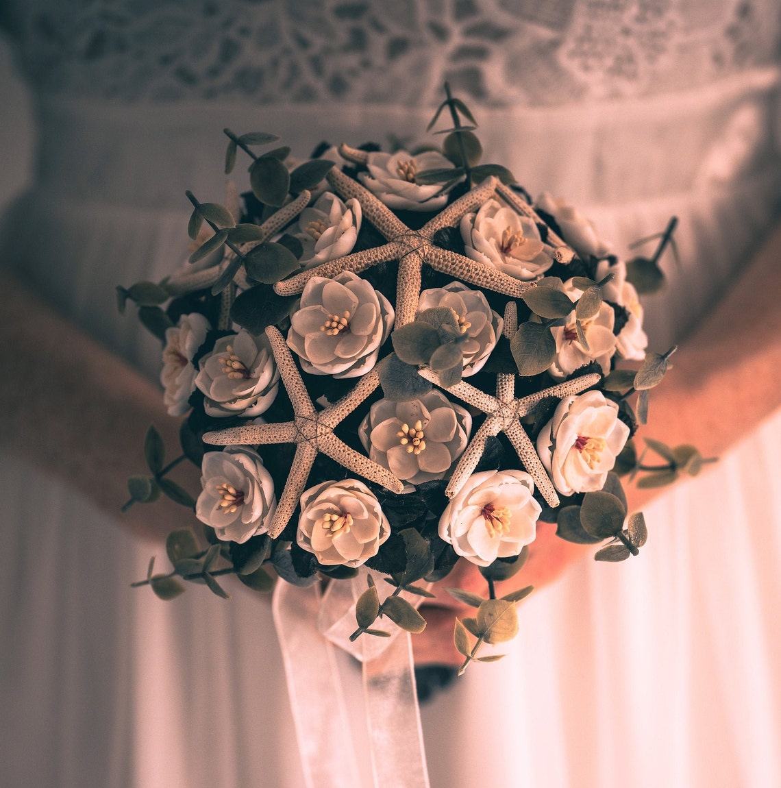 Shell Bouquet Rose and Starfish - Etsy UK