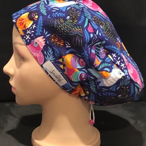 Flamin Galahs scrub hat for women,scrub cap, scrub cap for women, surgical cap, scrub cap Australia, adjustable scrub-cap, birds image 1