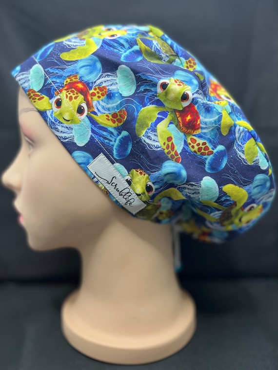 Turtle Tumble - scrub hat for women,scrub cap, scrub cap for women, surgical cap, scrub cap Australia, adjustable scrub cap, animal, cartoon