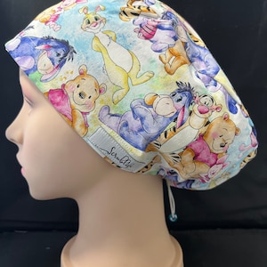 Bear Friends in Watercolour - scrub hat for women,scrub cap, scrub cap for women, surgicalcap, scrub cap Australia, adjustable scrubcap