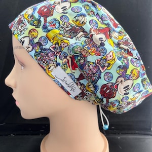 Cartoon Characters -scrub hat for women,scrub cap, cute scrub cap, surgical cap, scrub cap Australia, adjustable scrub hat, cute scrub hat