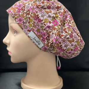 Matilda Floral - scrub hat for women,scrub cap, scrub cap for women, surgical cap, scrub cap Australia, adjustable scrub cap, floral