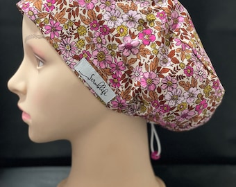 Matilda Floral - scrub hat for women,scrub cap, scrub cap for women, surgical cap, scrub cap Australia, adjustable scrub cap, floral