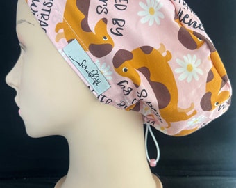 Weiner Distraction -  scrub hat for women,scrub cap, scrub cap for woman, surgical cap, scrub cap Australia, adjustable scrub cap, dachshund