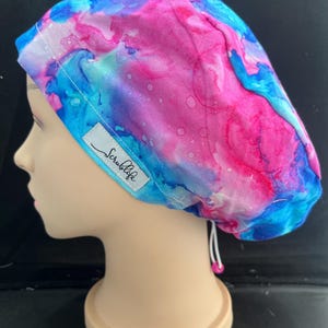 Ink Resin in Pink -scrub hat for women,scrub cap, cute scrub cap, surgical cap, scrub cap Australia, adjustable scrub hat, cute scrub hat