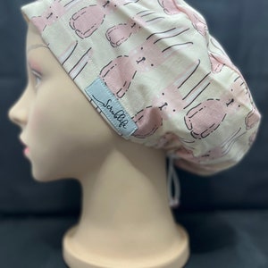 Bunny Drawings in Pink - scrub hat for women,scrub cap, scrub cap for women, surgical cap, scrub cap Australia, adjustable scrub cap,