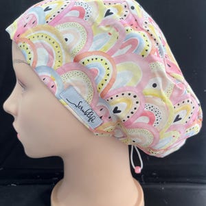 Regenbogen in Pink - Scrub Mütze für Frauen, OP-Haube, OP-Haube, OP-Haube Australien, verstellbare OP-Haube