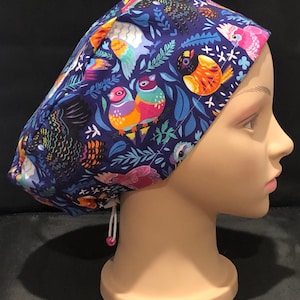 Flamin Galahs scrub hat for women,scrub cap, scrub cap for women, surgical cap, scrub cap Australia, adjustable scrub-cap, birds image 3