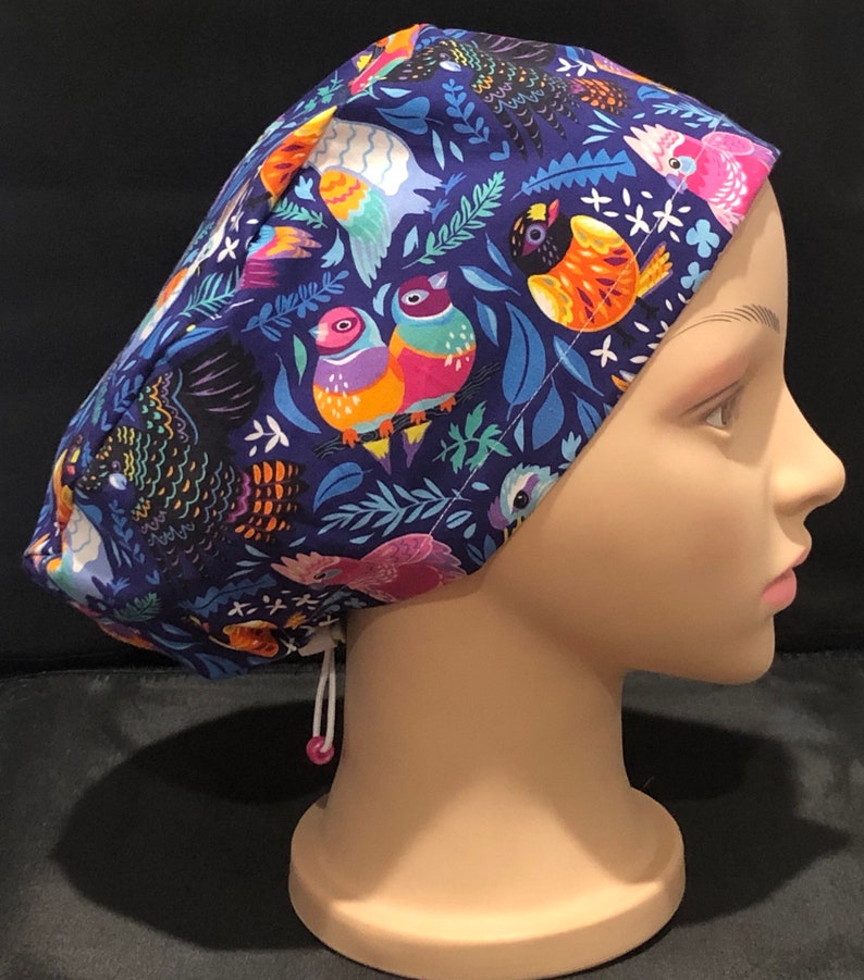 Flamin Galahs scrub hat for women,scrub cap, scrub cap for women, surgical cap, scrub cap Australia, adjustable scrub-cap, birds image 3