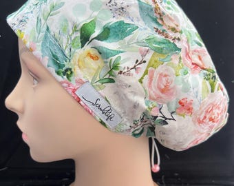 Tilly Floral -  scrub hat for women,scrub cap, cute scrub cap, surgical cap, scrub cap Australia, adjustable scrub hat, cute scrub hat,