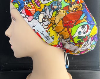 Animation Sketch -scrub hat for women,scrub cap, cute scrub cap, surgical cap, scrub cap Australia, adjustable scrub hat, cute scrub hat