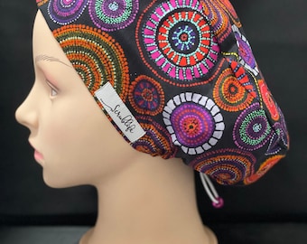 Abstract Dreaming - scrub hat for women,scrub cap, scrub cap for women, surgical cap, scrub cap Australia, adjustable scrub cap, floral