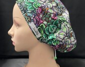 Succulent Graffiti - scrub hat for women,scrub cap, scrub cap for women, surgical cap, scrub cap Australia, adjustable scrub cap, plants