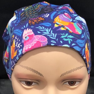 Flamin Galahs scrub hat for women,scrub cap, scrub cap for women, surgical cap, scrub cap Australia, adjustable scrub-cap, birds image 2