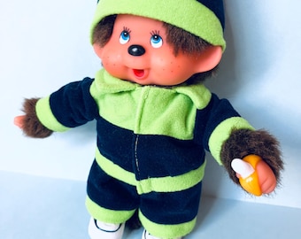 ヴィンテージ モンチッチ型ぬいぐるみ、7インチ プラスチックフェイス