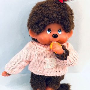 Boule originale vintage des années 1970 | Boelle | Monchhichi | avec une tenue originale | Sekiguchi | Peluche | Singe suceur de pouce |
