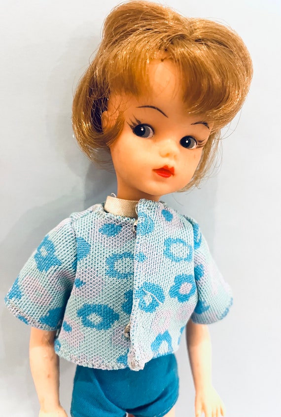 1960s Vintage Camay Sindy Clone Doll: Honey Hair, Original Outfit
