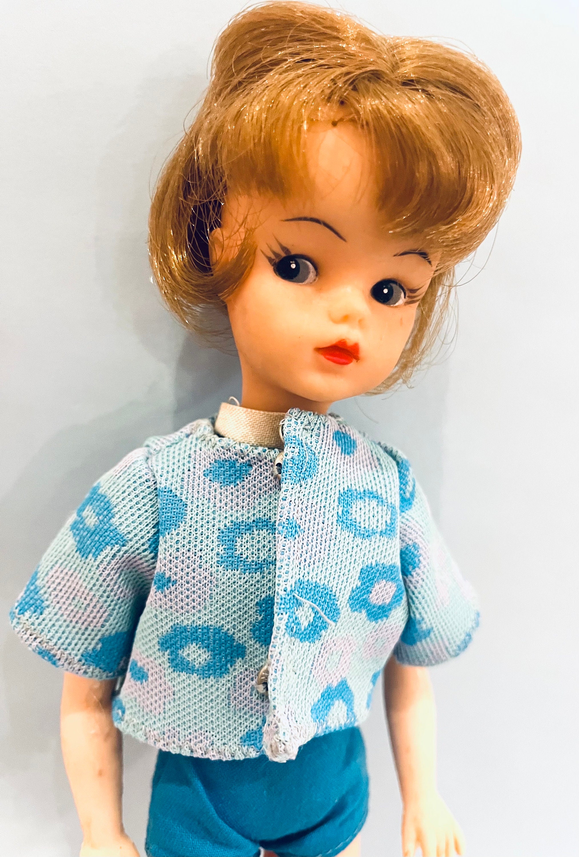 1960s Vintage Camay Sindy Clone Doll: Honey Hair, Original Outfit