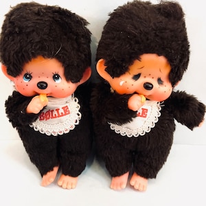 Famille Bølle originale vintage des années 1970 |  Boelle | Monchhichi | Fille Garçon | Sekiguchi | Peluche | Singe suceur de pouce |