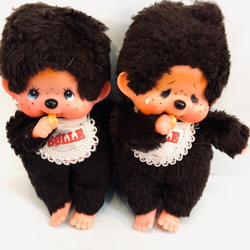 Famille Bølle originale vintage des années 1970 |  Boelle | Monchhichi | Fille Garçon | Sekiguchi | Peluche | Singe suceur de pouce |