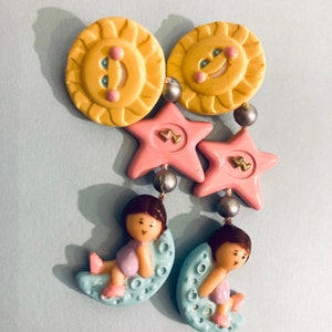 1990s Vintage RARE | Bluebird Polly Pocket | Moonshine Dangling Earrings |