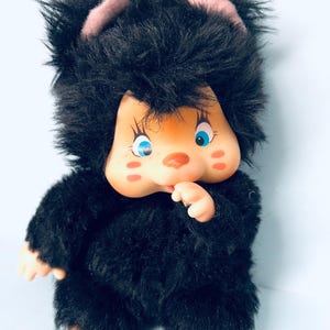 1970s Vintage Rare | black Nyamy Monchhichi Cat Sekiguchi | Super cute |  Monchhichi Type Kitty Cat | Plush Doll | With Tag