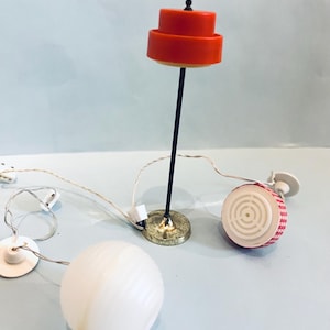1970s Vintage | Original Lundby | Bumbling Ceiling Light  | Floor Lamp | Orange Red  | 1:16 Scale | Retro Doll House Furniture