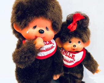 ヴィンテージ モンチッチ型ぬいぐるみ、7インチ プラスチック