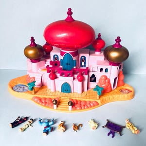 1996 Vintage RARE | Bluebird Polly Pocket | Jasmines Royal Palace| Complete | with Monkey, Magic Carpet, Throne and Barrel | Disney Aladdin