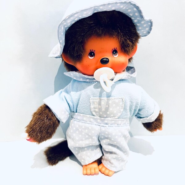 1980s Vintage Bølle | MINI  Monchhichi | Sekiguchi | With Original Outfit | Plush | Thumbsucking Toy | Monkey