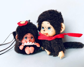 ヴィンテージ モンチッチ型ぬいぐるみ、7インチ プラスチックフェイス