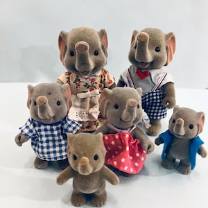 1980s Vintage Sylvanian Families Elephant Family Figures