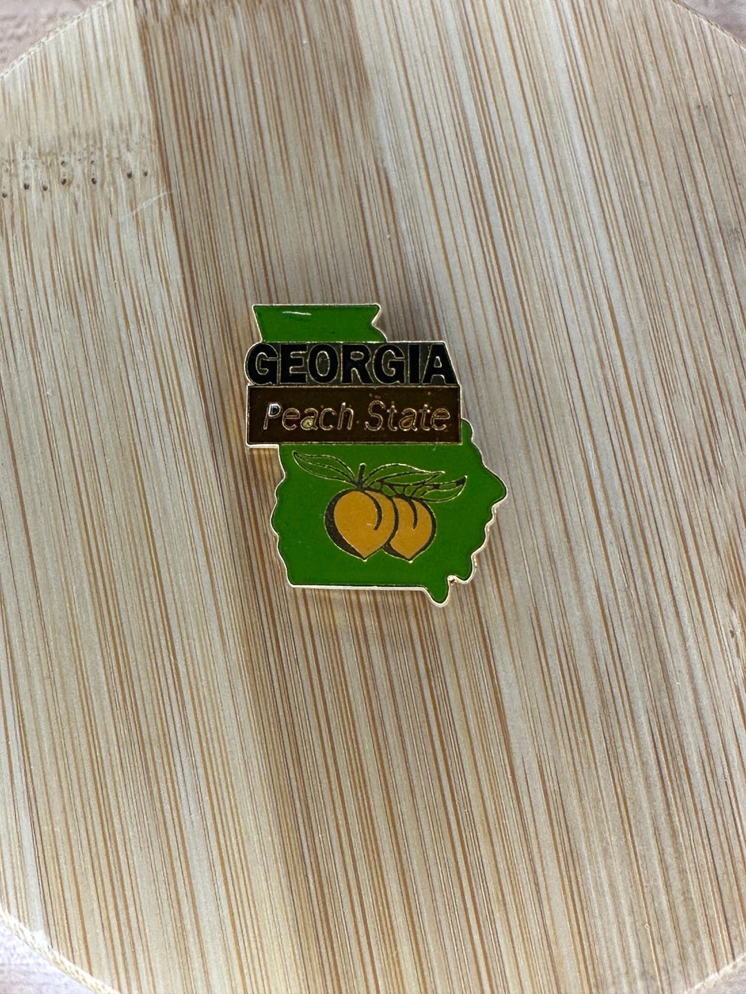 Georgia State Pin Vintage Georgia Pin - Peach State - Green State With Two Peaches - Etsy