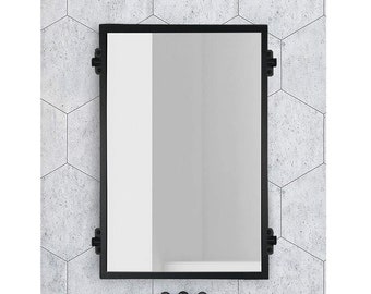 4 Bracket Metal Mirror-Bathroom Vanity-Industrial Decor-Large Steel Mirror