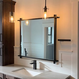 Large Bathroom Vanity Mirror-Cross Corner Bedroom Decor-Urban Industrial Design-Entryway Accessory image 1